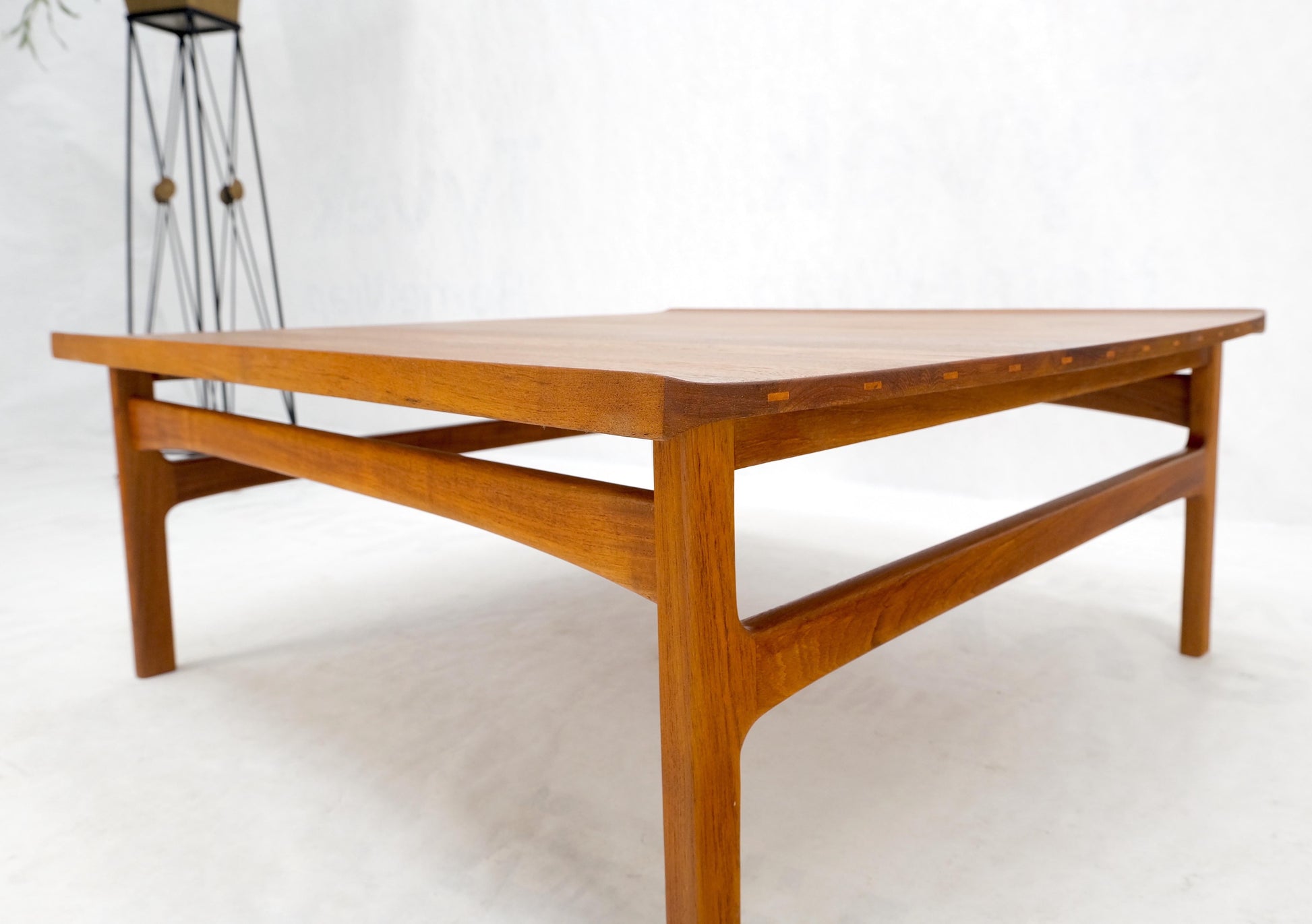 EstablishedLines Rolled Edge Solid Teak Top Square Danish Mid-Century Modern Coffee Table Mint!
