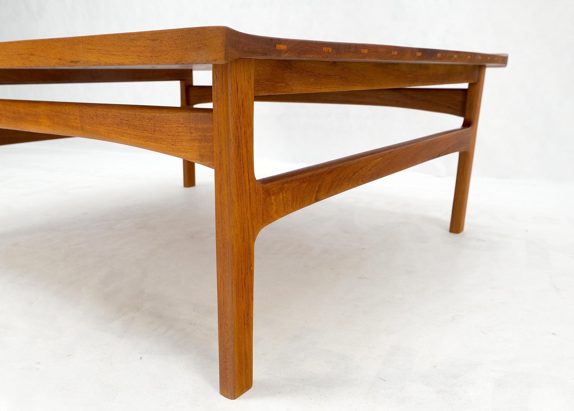 EstablishedLines Rolled Edge Solid Teak Top Square Danish Mid-Century Modern Coffee Table Mint!