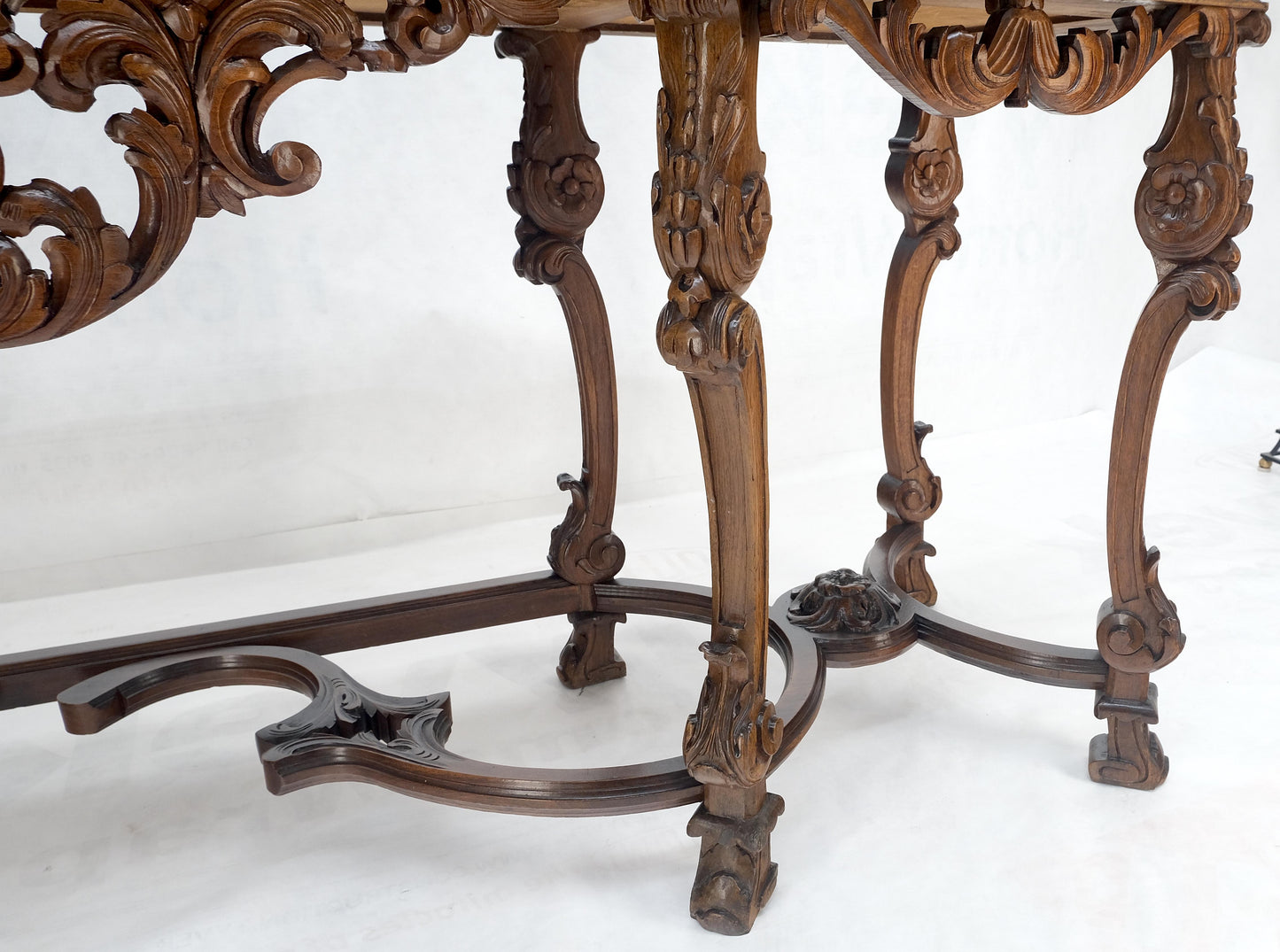 Antique Dovetailed Inlaid Carved Walnut Marble Top SideBoard Server Buffet MINT!