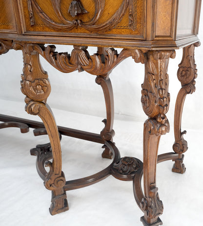 Antique Dovetailed Inlaid Carved Walnut Marble Top SideBoard Server Buffet MINT!