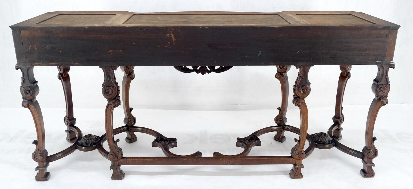 Antique Dovetailed Inlaid Carved Walnut Marble Top SideBoard Server Buffet MINT!