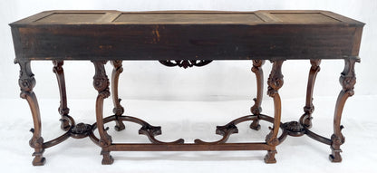 Antique Dovetailed Inlaid Carved Walnut Marble Top SideBoard Server Buffet MINT!