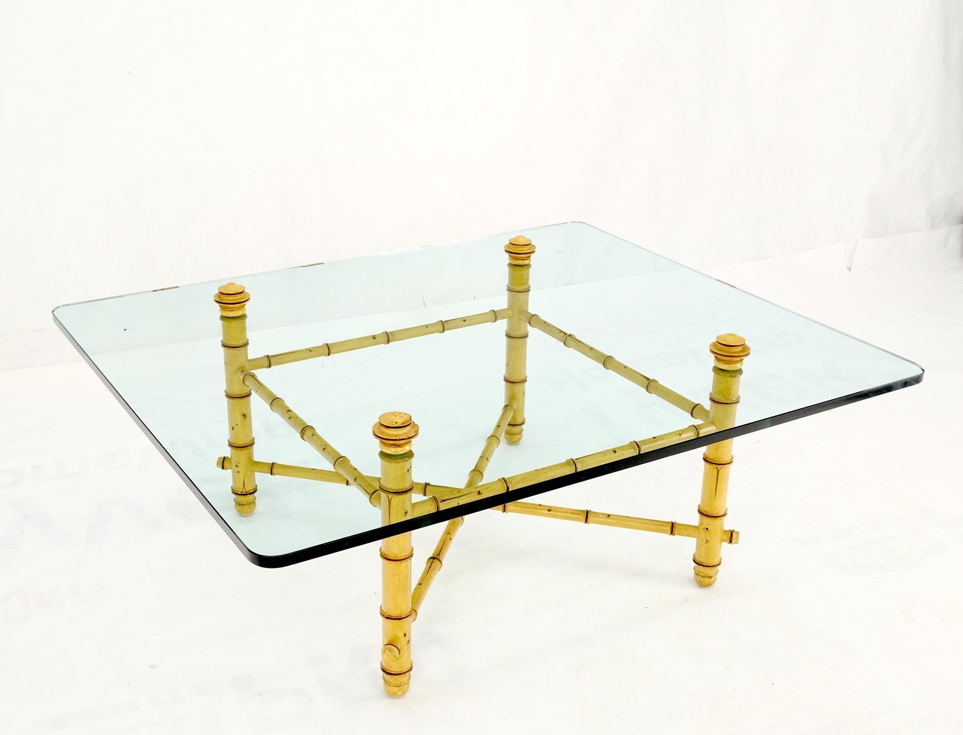 EstablishedLines Faux Bamboo Glass Wide Rectangle Coffee Table Hollywood Regency Mid Century