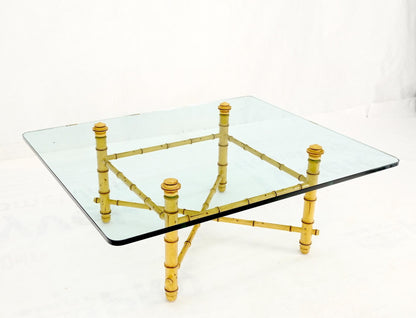 EstablishedLines Faux Bamboo Glass Wide Rectangle Coffee Table Hollywood Regency Mid Century