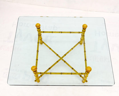 EstablishedLines Faux Bamboo Glass Wide Rectangle Coffee Table Hollywood Regency Mid Century