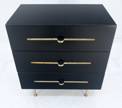 Black Lacquer Solid Brass Decorative Hardware 3 Drawers Bachelor Chest Dresser
