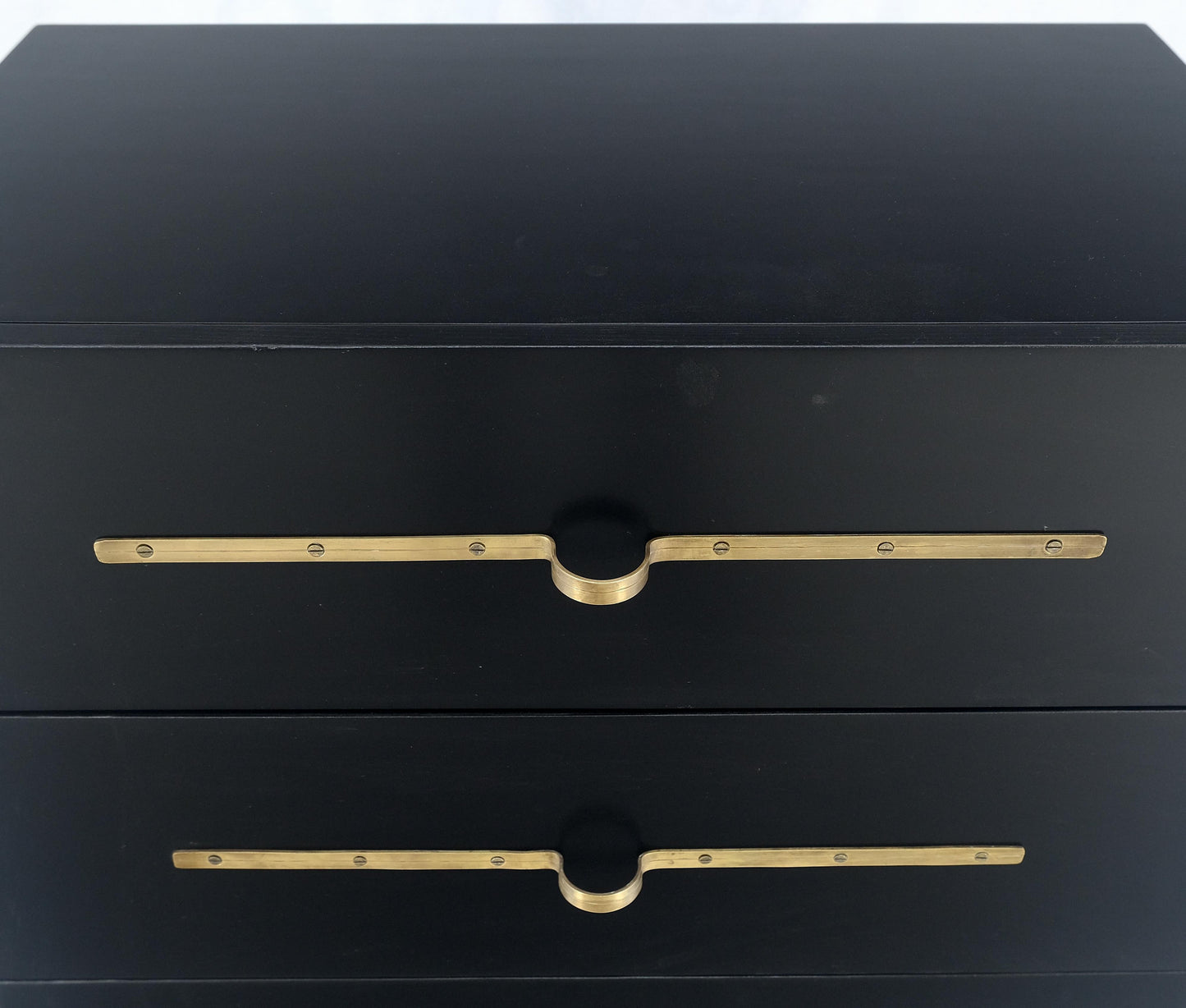Black Lacquer Solid Brass Decorative Hardware 3 Drawers Bachelor Chest Dresser