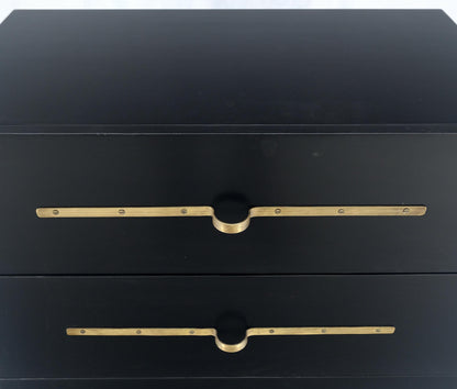 Black Lacquer Solid Brass Decorative Hardware 3 Drawers Bachelor Chest Dresser