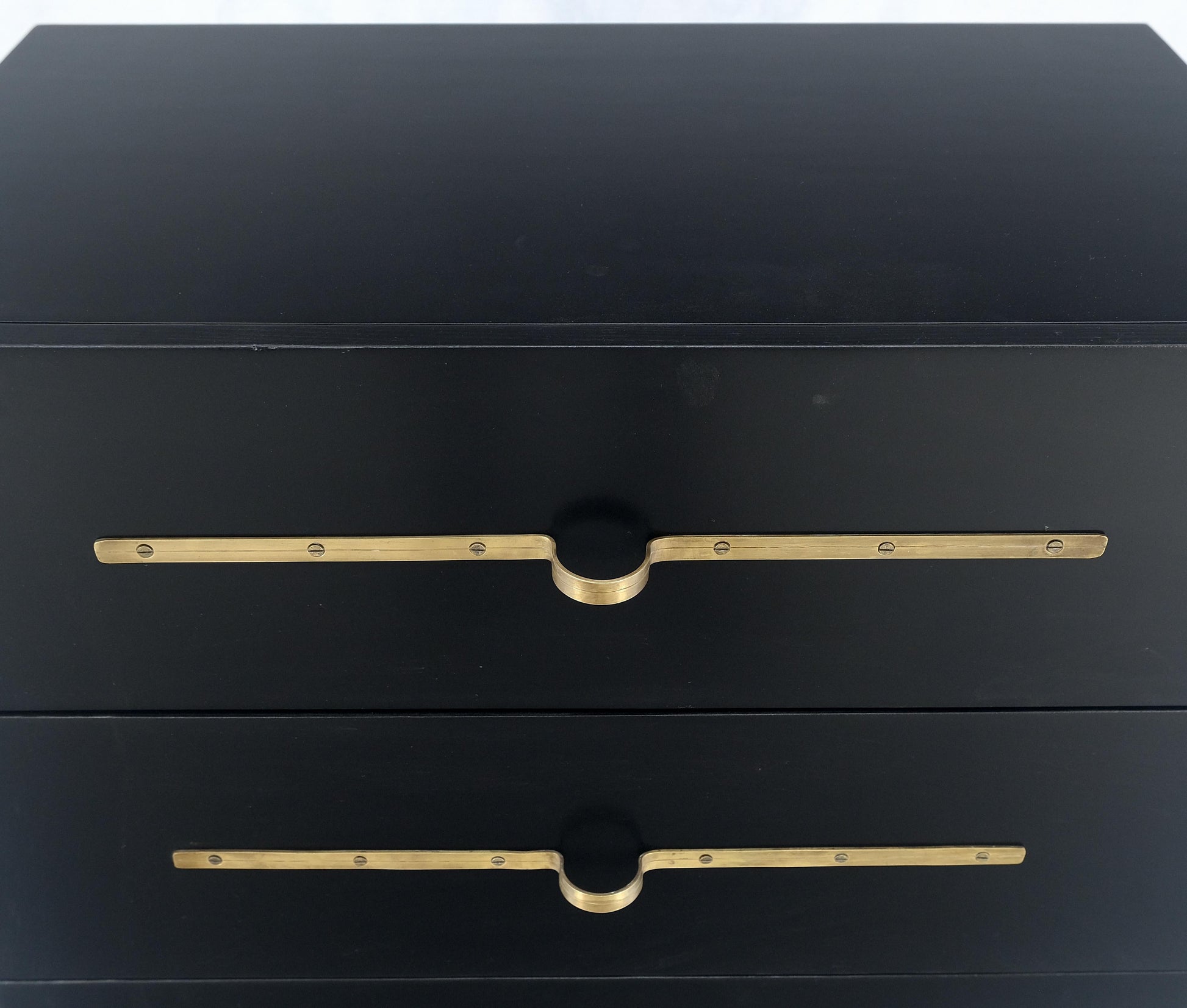 EstablishedLines Black Lacquer Solid Brass Decorative Hardware 3 Drawers Bachelor Chest Dresser