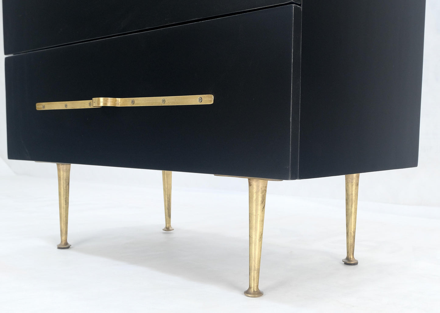Black Lacquer Solid Brass Decorative Hardware 3 Drawers Bachelor Chest Dresser