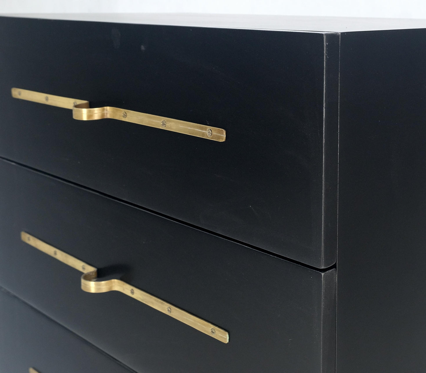 Black Lacquer Solid Brass Decorative Hardware 3 Drawers Bachelor Chest Dresser