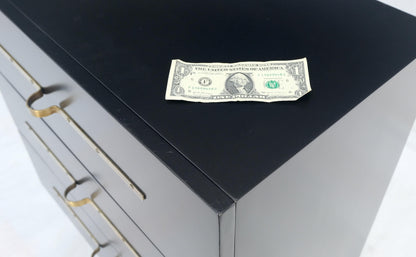 Black Lacquer Solid Brass Decorative Hardware 3 Drawers Bachelor Chest Dresser
