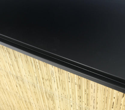 Pair Black Lacquer 4 Drawers "Linen Fold" Fronts Bachelor Chests Dressers MINT