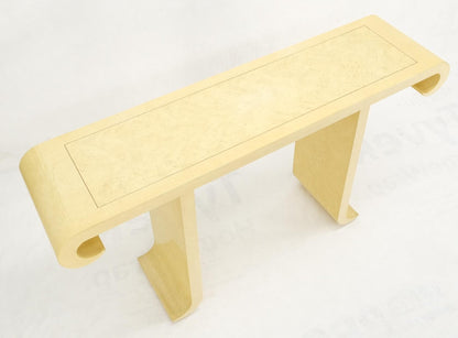 EstablishedLines Oriental Asian Modern White Lacquer Faux Finish Scroll Design Console Sofa Table