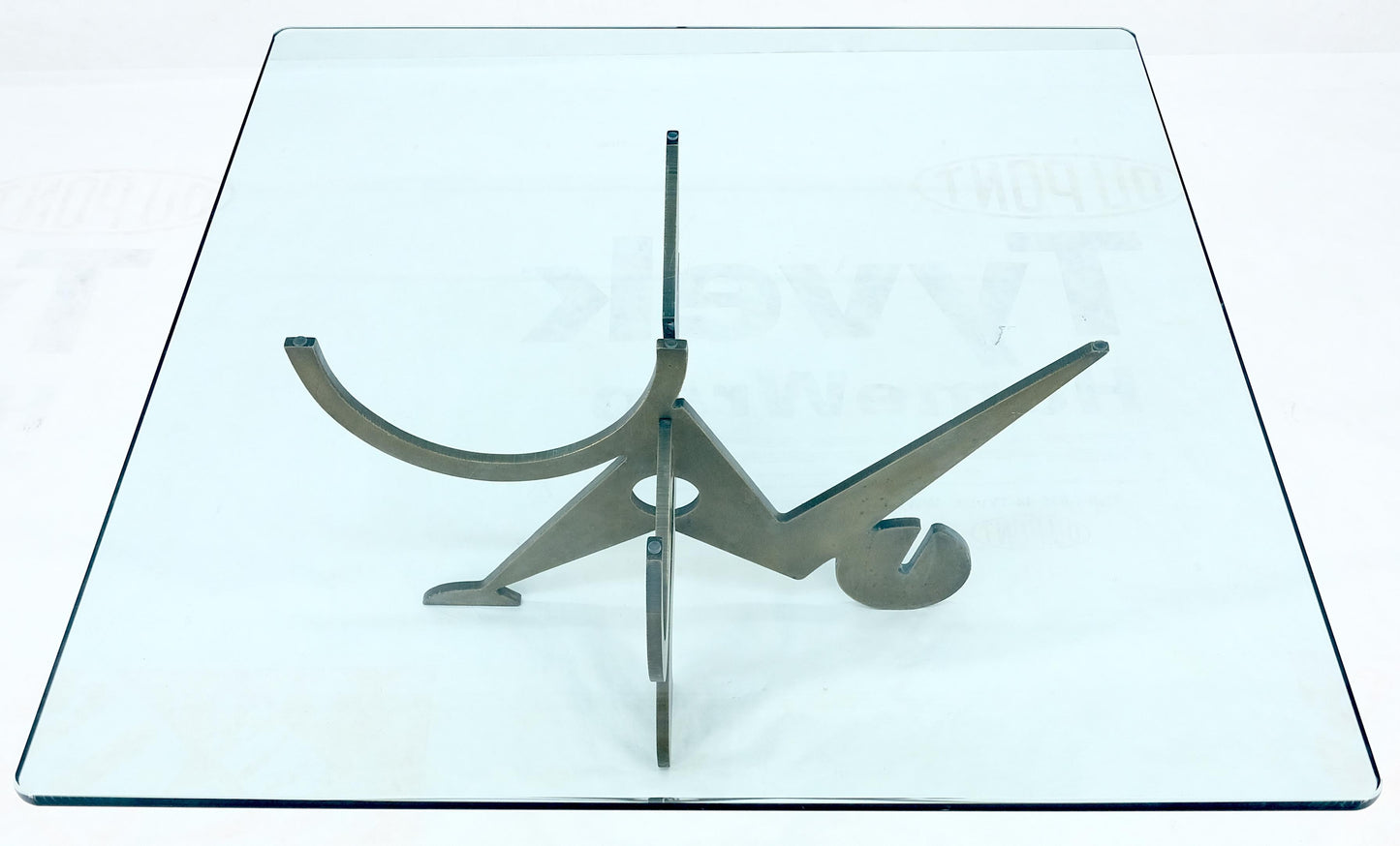 EstablishedLines Pucci de Rossi Signed Heavy Cut Bronze Sheet Figurines Base Square Coffee Table