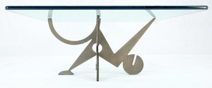 EstablishedLines Pucci de Rossi Signed Heavy Cut Bronze Sheet Figurines Base Square Coffee Table
