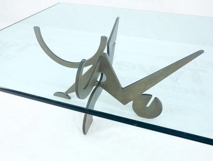 EstablishedLines Pucci de Rossi Signed Heavy Cut Bronze Sheet Figurines Base Square Coffee Table