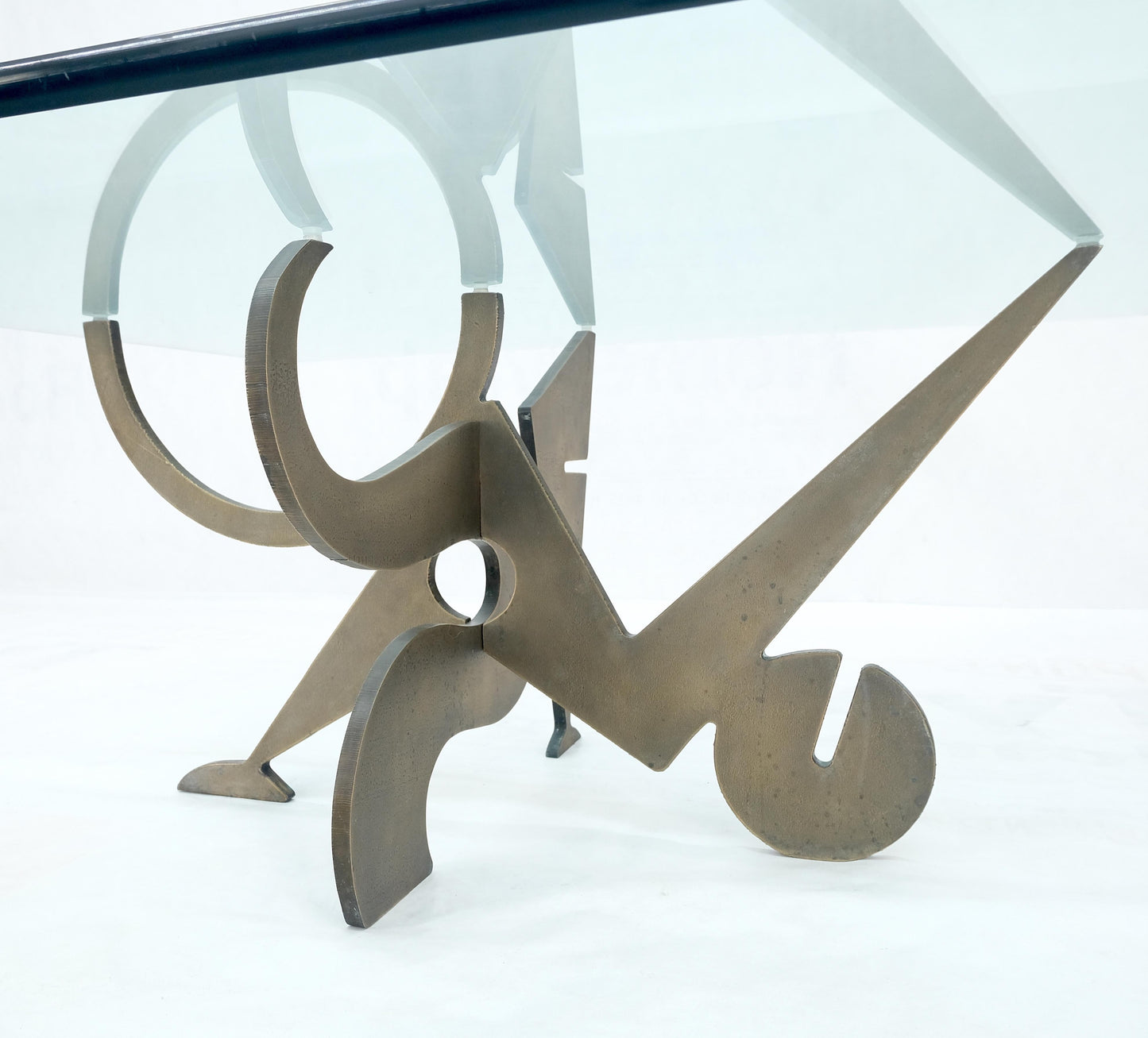 EstablishedLines Pucci de Rossi Signed Heavy Cut Bronze Sheet Figurines Base Square Coffee Table