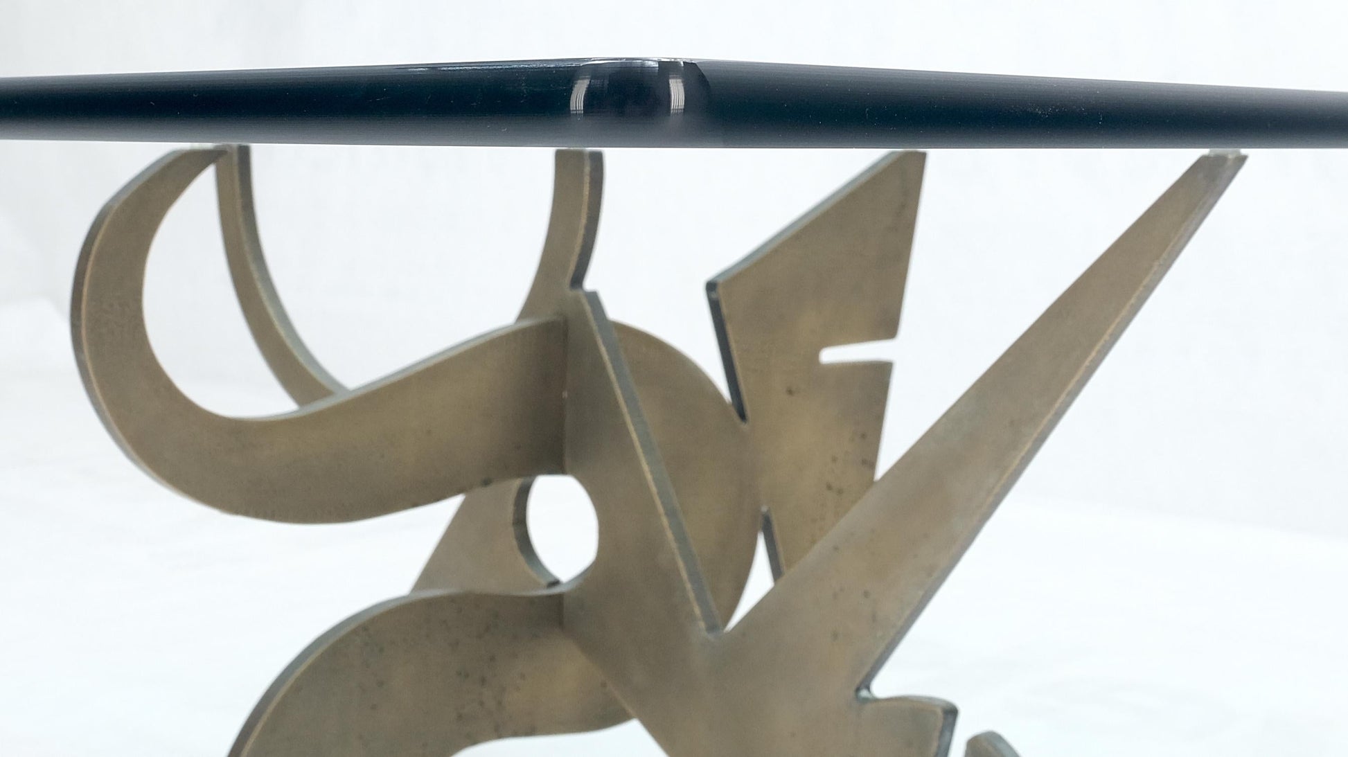 EstablishedLines Pucci de Rossi Signed Heavy Cut Bronze Sheet Figurines Base Square Coffee Table
