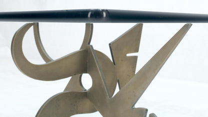 EstablishedLines Pucci de Rossi Signed Heavy Cut Bronze Sheet Figurines Base Square Coffee Table