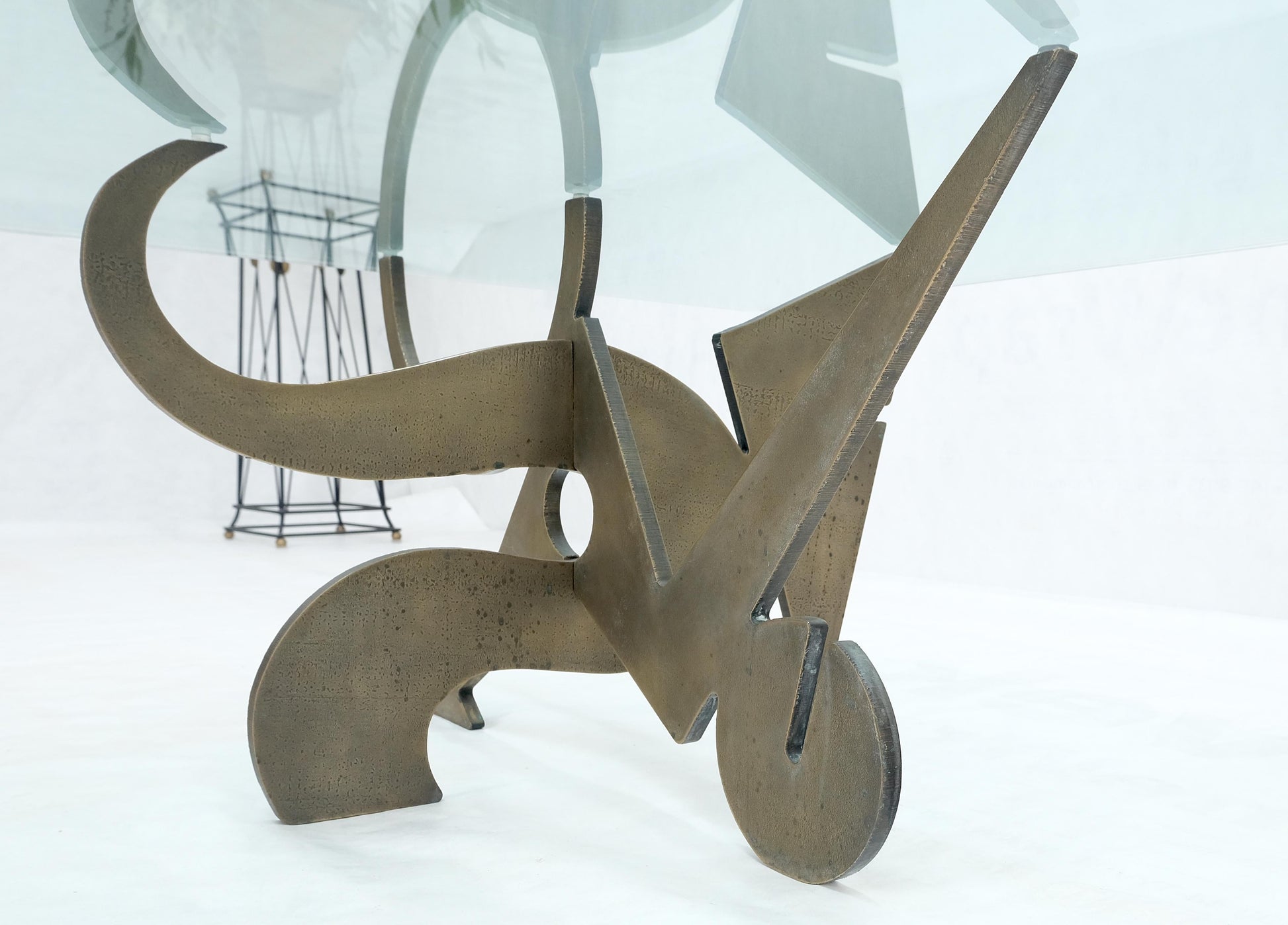EstablishedLines Pucci de Rossi Signed Heavy Cut Bronze Sheet Figurines Base Square Coffee Table