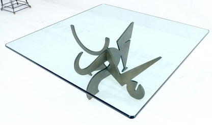 EstablishedLines Pucci de Rossi Signed Heavy Cut Bronze Sheet Figurines Base Square Coffee Table