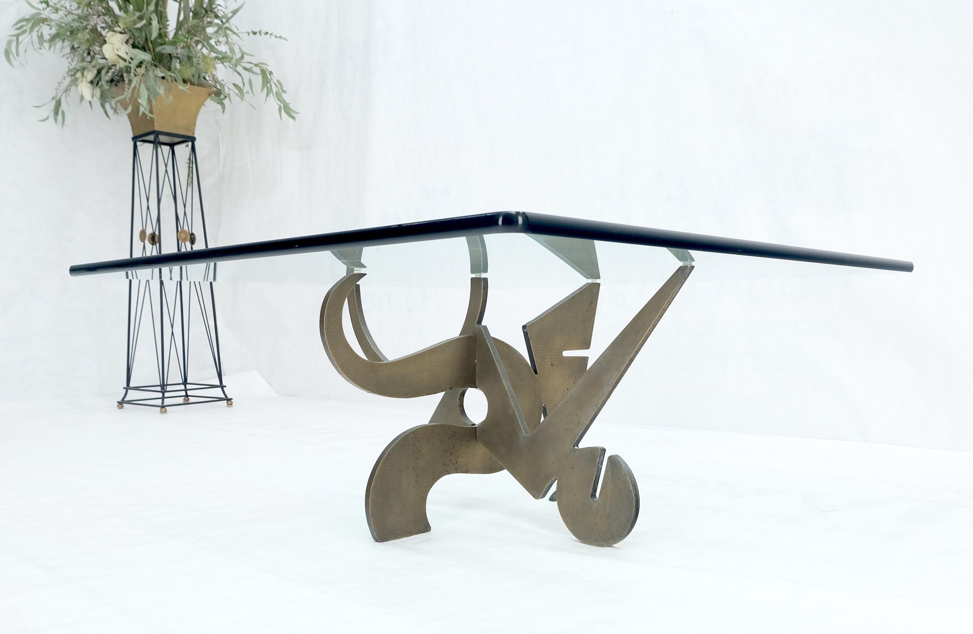 EstablishedLines Pucci de Rossi Signed Heavy Cut Bronze Sheet Figurines Base Square Coffee Table