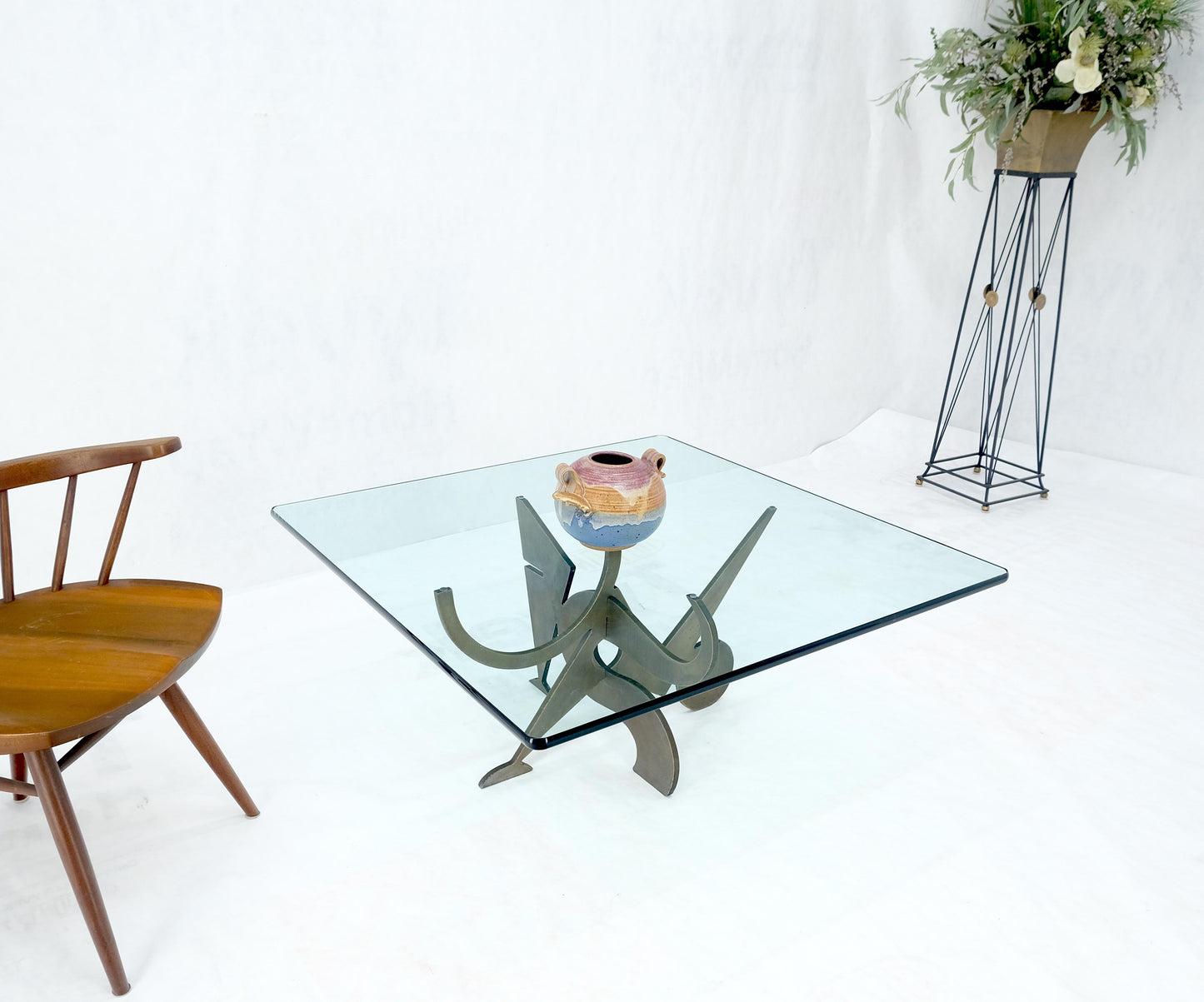 EstablishedLines Pucci de Rossi Signed Heavy Cut Bronze Sheet Figurines Base Square Coffee Table