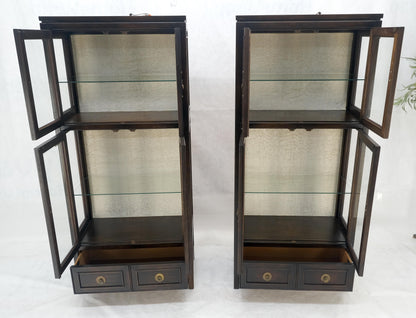 EstablishedLines Pair of Asian Compact Display Cabinets Showcases China Cabinets Drawers MINT!