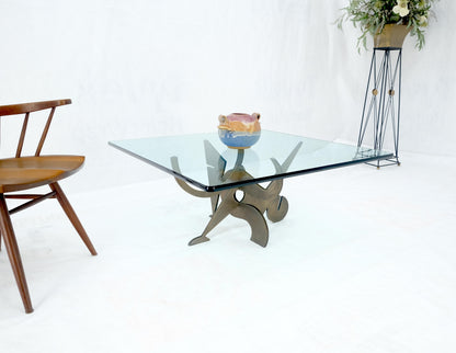 EstablishedLines Pucci de Rossi Signed Heavy Cut Bronze Sheet Figurines Base Square Coffee Table