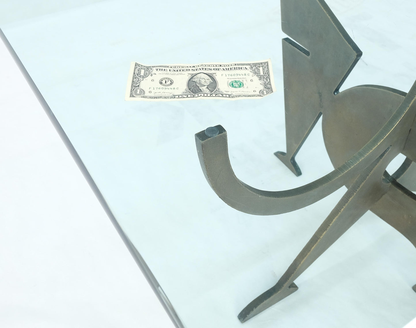 EstablishedLines Pucci de Rossi Signed Heavy Cut Bronze Sheet Figurines Base Square Coffee Table