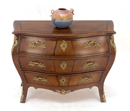 EstablishedLines Bombe French Parquetry Top Bronze Mount Ormolu Mount 3 Drawers Dresser MINT
