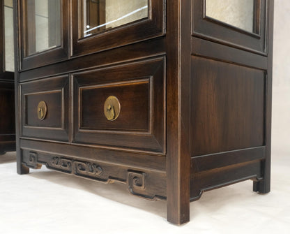 EstablishedLines Pair of Asian Compact Display Cabinets Showcases China Cabinets Drawers MINT!