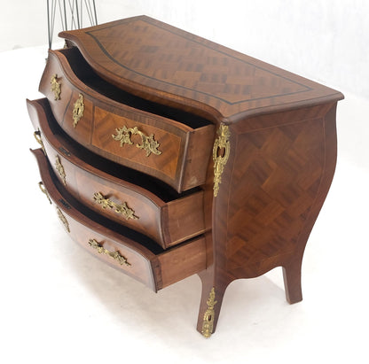 EstablishedLines Bombe French Parquetry Top Bronze Mount Ormolu Mount 3 Drawers Dresser MINT