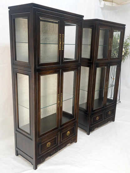 EstablishedLines Pair of Asian Compact Display Cabinets Showcases China Cabinets Drawers MINT!