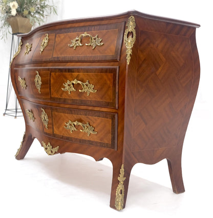 EstablishedLines Bombe French Parquetry Top Bronze Mount Ormolu Mount 3 Drawers Dresser MINT