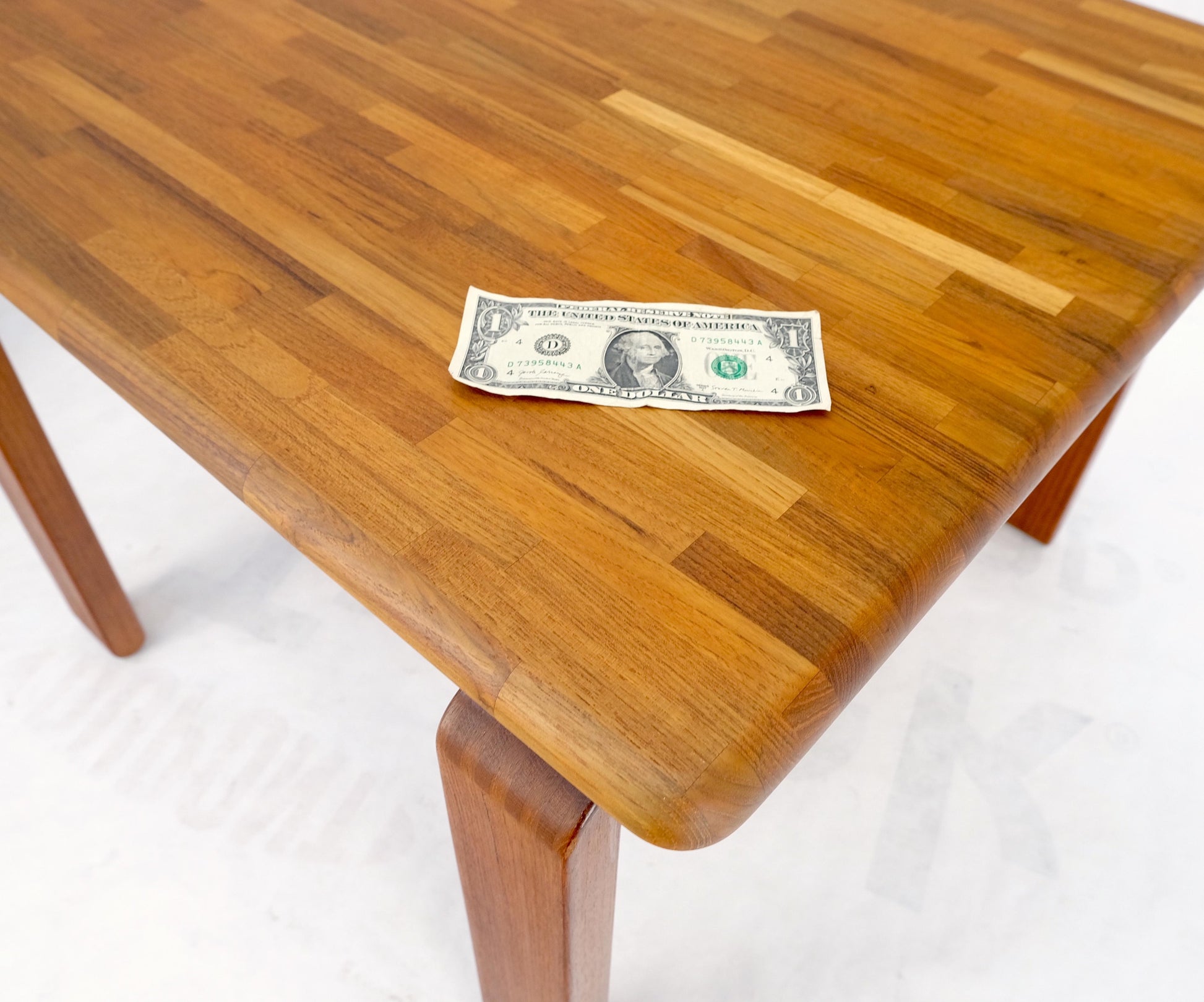 EstablishedLines Pair of Solid Teak Danish Mid-Century Modern Square Side End Coffee Tables Mint