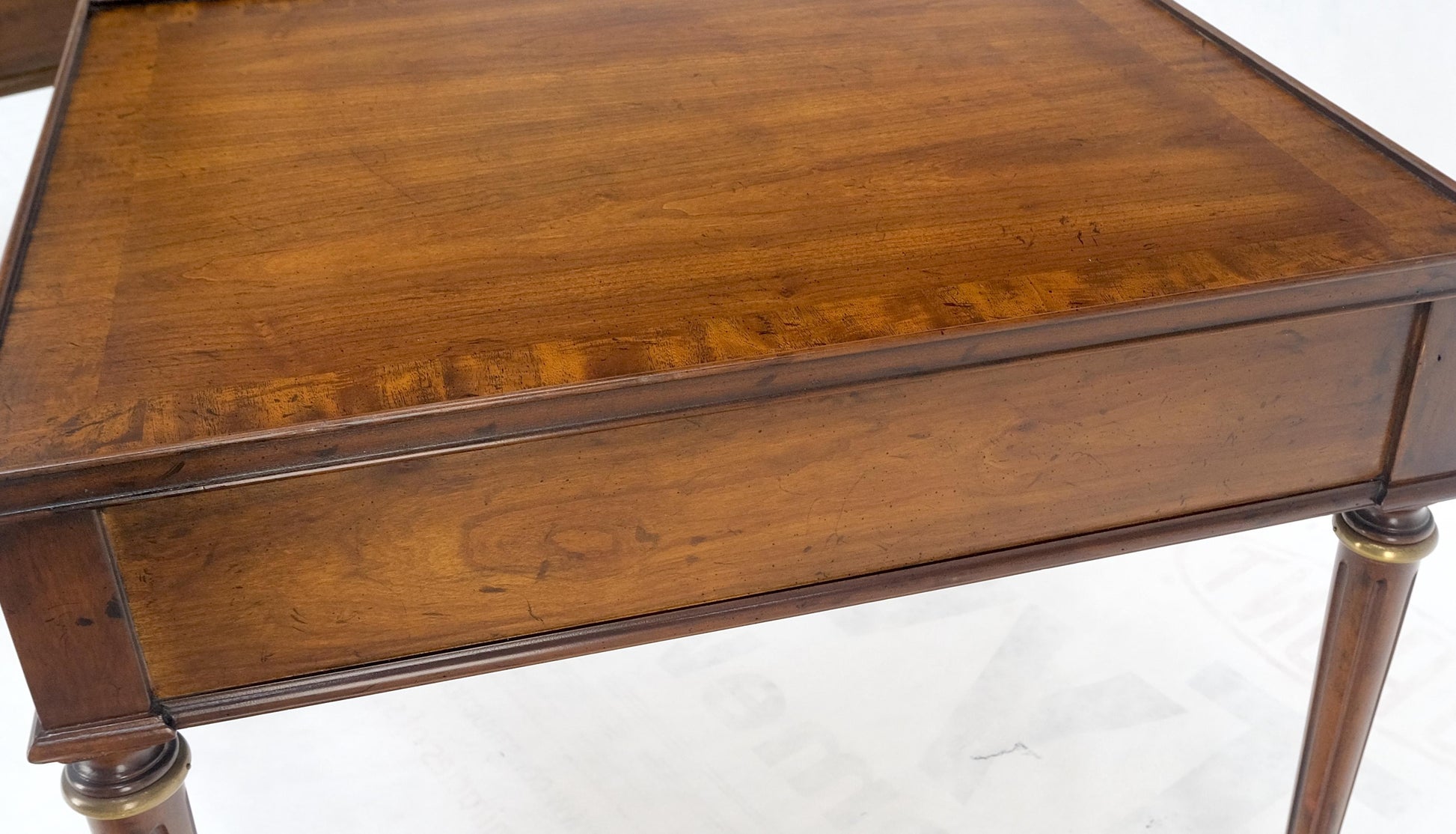 EstablishedLines Pair Banded Top Fluted Tapered Legs One Drawer Low Profile End Tables Stands