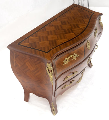 EstablishedLines Bombe French Parquetry Top Bronze Mount Ormolu Mount 3 Drawers Dresser MINT