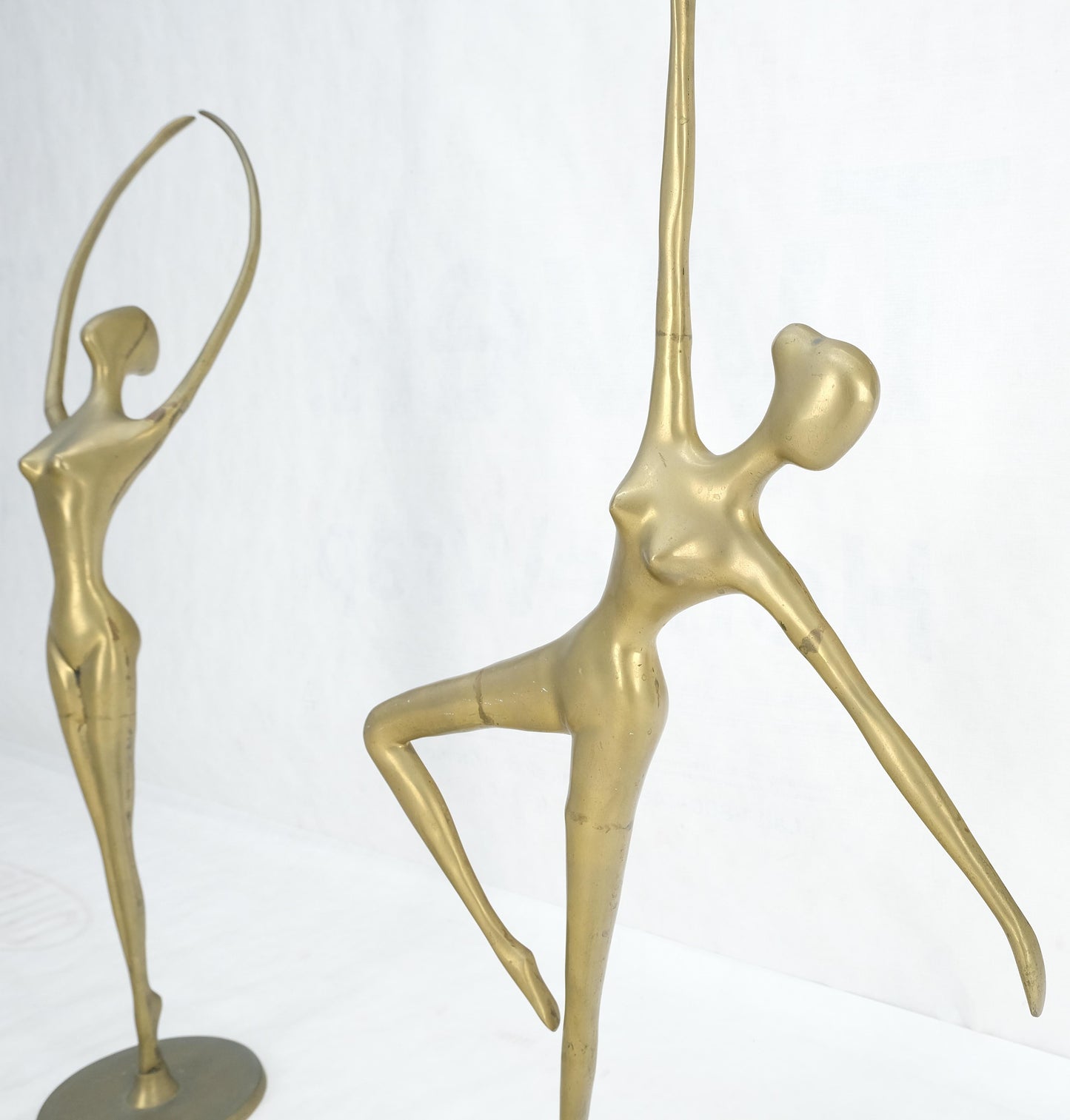 Pair of 3 Foot Tall Solid Brass Ballerina Dancers Sculptures Figurines Statue