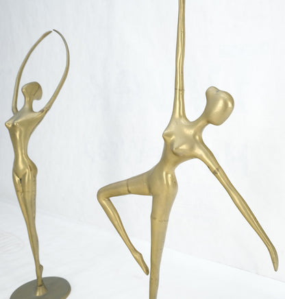 Pair of 3 Foot Tall Solid Brass Ballerina Dancers Sculptures Figurines Statue