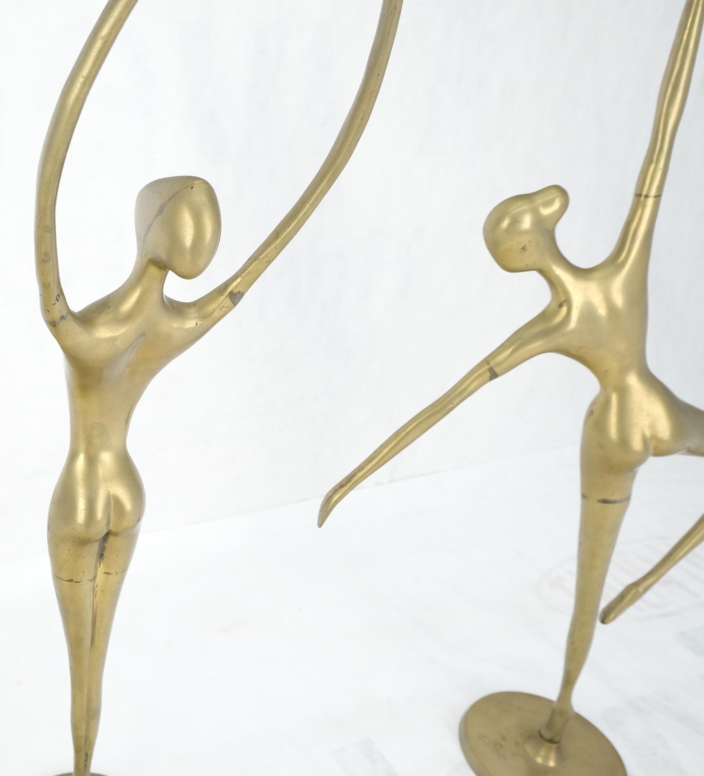 Pair of 3 Foot Tall Solid Brass Ballerina Dancers Sculptures Figurines Statue