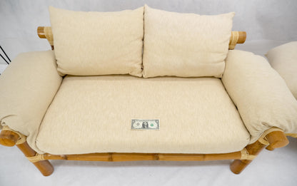 EstablishedLines Pair of c1970s Vintage Massive Thick Bamboo Bases Loveseats MINT
