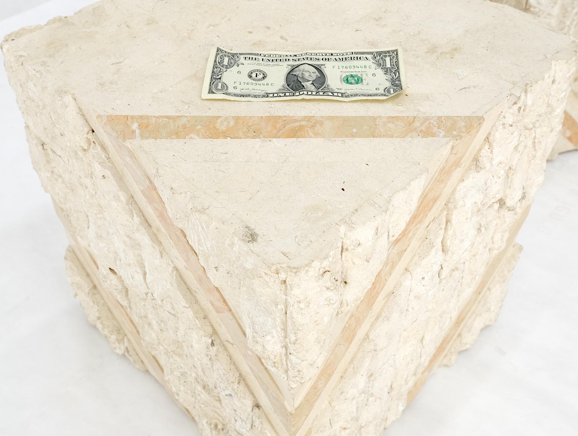 EstablishedLines Pair of Cube Shape Tessellated Polished Marble End Tables Night Stands MINT!