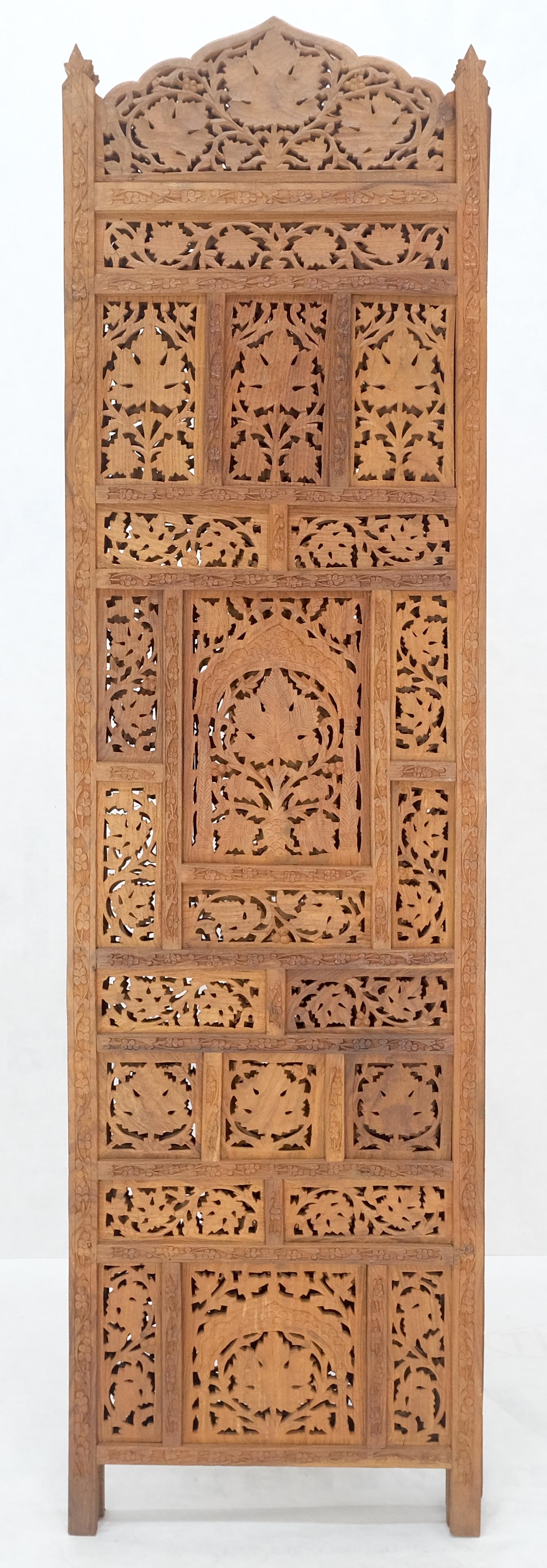 EstablishedLines Fine Asian Carved Teak 4 Panels Screen Room Divider Mint!