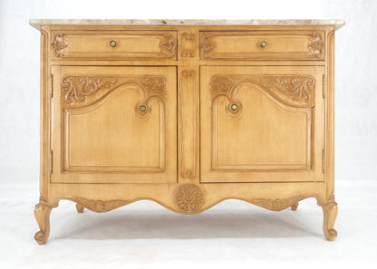 EstablishedLines Marble Top Oak Country French Two Doors Drawers Cabinet Server Sideboard Buffet
