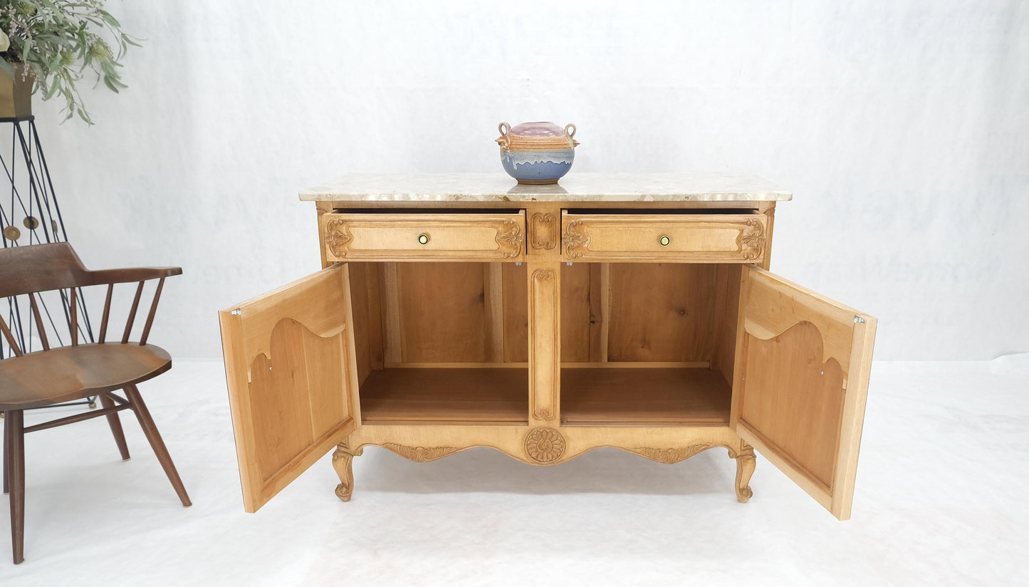 EstablishedLines Marble Top Oak Country French Two Doors Drawers Cabinet Server Sideboard Buffet