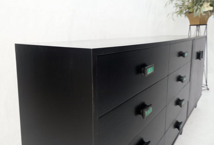 EstablishedLines Large Oversize Long Ebonized Black Lacquer Credenza Dresser Dowel Cone Legs Mint