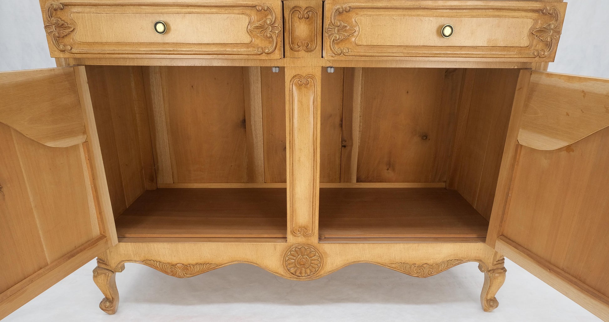 EstablishedLines Marble Top Oak Country French Two Doors Drawers Cabinet Server Sideboard Buffet