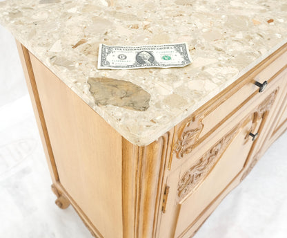 EstablishedLines Marble Top Oak Country French Two Doors Drawers Cabinet Server Sideboard Buffet